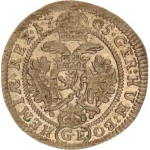 Leopold I. (1657-1705), 3 kr. 1705 GE, Praha-Egerer MKČ -, nominál v srdíčku, opis: