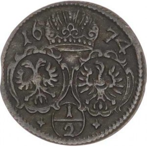 Leopold I. (1657-1705), 1/2 kr. 1674, Opolí-Kirschenhofer MKČ 1677 R, patina