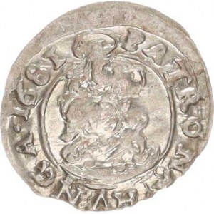 Leopold I. (1657-1705), Denár 1681 K-B var.: bez tečky za datací, tečka za HVNGA.