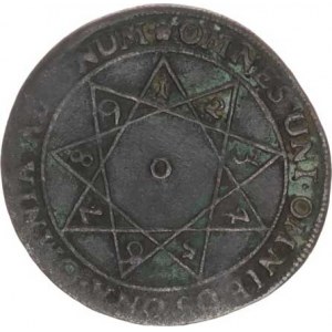 Leopold I. (1657-1705), Cu nouzovka 1691, v rozích 9-ti cípé hvězdy číslice 1 až 9, opis: