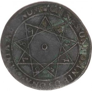 Leopold I. (1657-1705), Cu nouzovka 1691, v rozích 9-ti cípé hvězdy číslice 1 až 9, opis:
