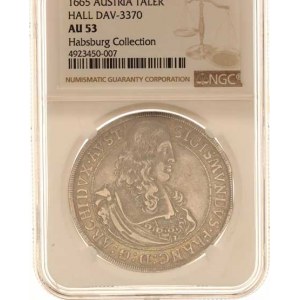 Sigmund František - arcivévoda (1662-1665), Tolar 1665, Tyroly, Hall R balení NGC AU 53