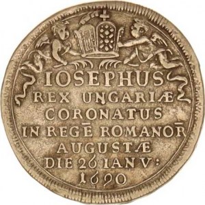 Josef I. (1705-1711), Větší korunovační žeton na římského krále 26.1.1690 v Augsburku