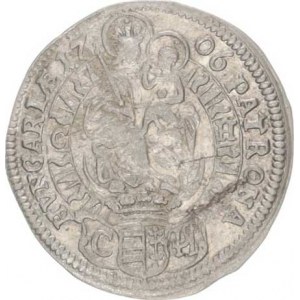 Josef I. (1705-1711), 3 kr. 1706 C-H / C HS, Bratislava-Hunger Husz. 1577 var. kres