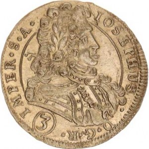 Josef I. (1705-1711), 3 kr. 1708 BW, K.Hora-Wohnsiedler var. opis: IMPER.S.A.