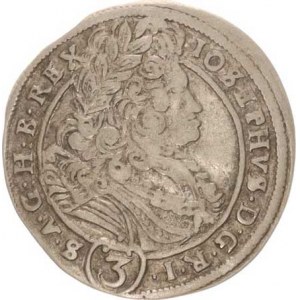 Josef I. (1705-1711), 3 kr. 1711 CH-PW, Bratislava-Wödrödi Husz. 1578