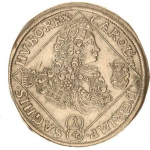 Karel VI. (1711-1740), 1/4 Tolar 1720 NB, Nagybánya R Husz. 1621 var.: AR