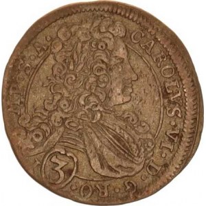 Karel VI. (1711-1740), 3 kr. 1712 BW, K.Hora-Wohnsiedler MKČ 1866