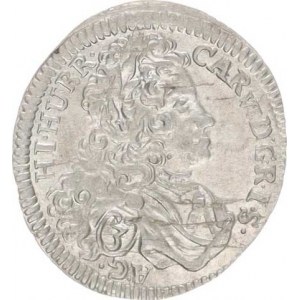 Karel VI. (1711-1740), 3 kr. 1719 b.zn., Praha-Scharff MKČ 1833 R