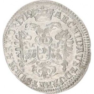 Karel VI. (1711-1740), 3 kr. 1719 b.zn., Praha-Scharff MKČ 1833 R