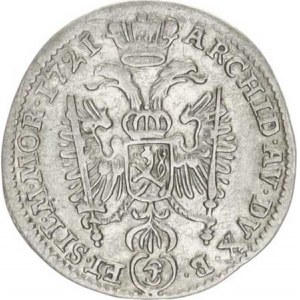 Karel VI. (1711-1740), 3 kr. 1722 FS, Praha-Scharff MKČ 1836