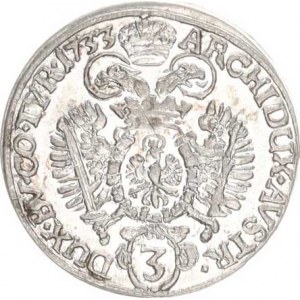 Karel VI. (1711-1740), 3 kr. 1733, Tyroly, Hall