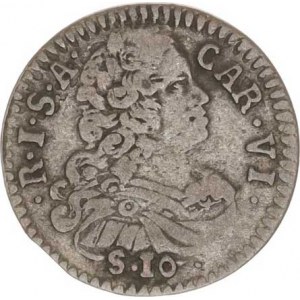 Karel VI. (1711-1740), 10 Soldi (1/2 Lira) 1732 MA, Lombardsko Milán Novot. 46