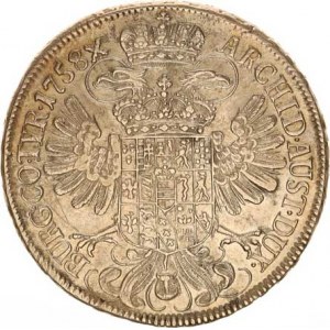 Marie Terezie (1740-1780), Tolar 1758 b.zn., Vídeň 27,76 g, škr. v av.