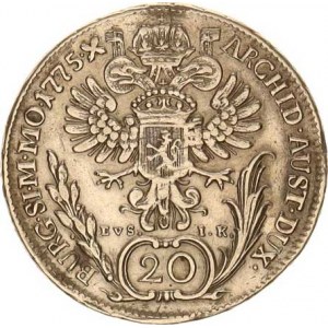 Marie Terezie (1740-1780), 20 kr. 1775 EvS-IK, Praha, m. ouško, hr.