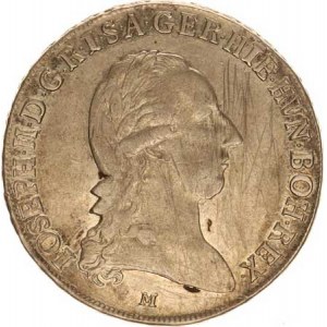 Josef II. (1780-1790), 1/2 Tolar křížový 1786 M 14,745 g, rys v av., dr. just., tém.