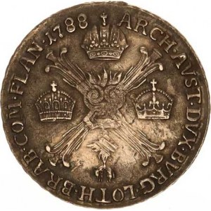 Josef II. (1780-1790), 1/4 Tolar křížový 1788 H 7,299 g, mír. just., tém.