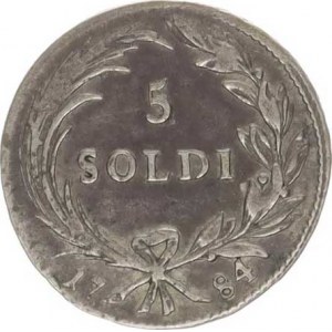 Josef II. (1780-1790), 5 Soldi 1784 L-B, pro Lombardsko R, nedor., patina
