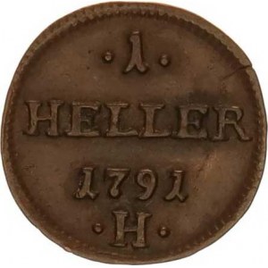 Leopold II. (1790-1792), 1 Heller 1791 H R, nep. hr.