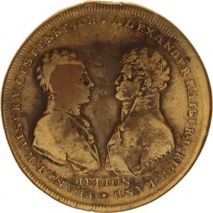 František I. (1792-1835), Žeton 1813 - K bitvě u Lipska. Poprsí Františka I. a Alexandra I.