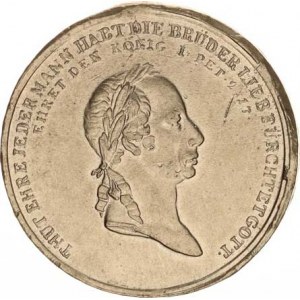 František I. (1792-1835), Medaile 1829, Hlava císaře zprava, opis / socha sv. Jana Nepomuck