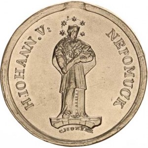 František I. (1792-1835), Medaile 1829, Hlava císaře zprava, opis / socha sv. Jana Nepomuck