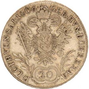 František I. (1792-1835), 20 kr. 1806 A - říšská koruna, just., tém.