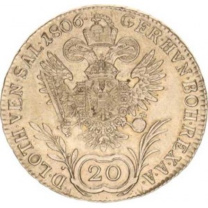 František I. (1792-1835), 20 kr. 1806 D - říšská koruna