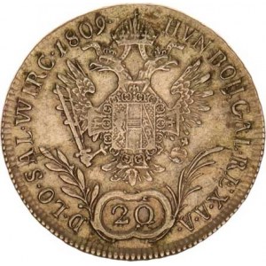 František I. (1792-1835), 20 kr. 1809 D, Salzburg R, patina