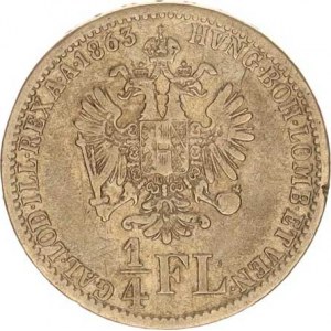 František Josef I.(1848-1918), 1/4 Zlatník 1863 V RR 5,179 g, otřelý portrét, hr.