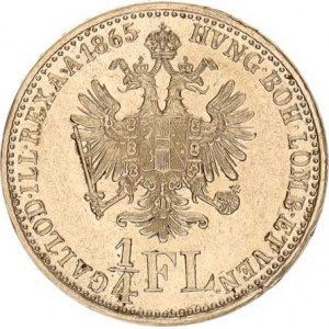 František Josef I.(1848-1918), 1/4 Zlatník 1865 A RR