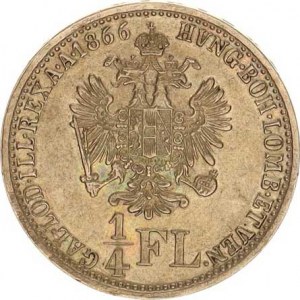 František Josef I.(1848-1918), 1/4 Zlatník 1866 V RRRR 5,291 g