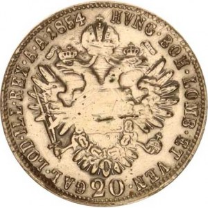 František Josef I.(1848-1918), 20 kr. 1854 E R, just. rv.