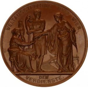 Medaile Františka Josefa I.(1848-1918), F.J.I., hlava zprava / Světová výstava ve Vídni 1873 DEM