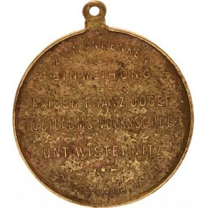 Medaile Františka Josefa I.(1848-1918), F.J.I., poprsí zprava, opis / Na památku inaugurace školy c