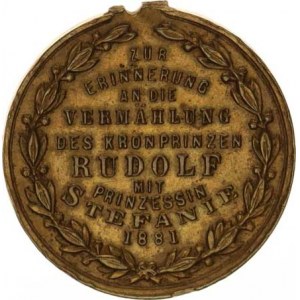 Medaile Rakousko - Uhersko, Rudolf a Stefanie, dvojportrét zleva, opis / Upomínka na sňatek r