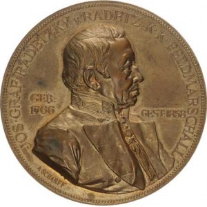 Medaile Rakousko - Uhersko, Jos. hrabě Radetzky k.k. polní maršál 1766-1858, busta zprava / U