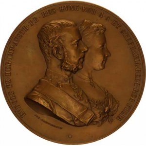 Vládní ražby medailového charaktderu, Rudolf a Stefanie, dvojportrét zprava a opis / Anděl s pochod