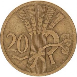 Údobí let 1918-1938, 20 hal. 1925, vlas. rys.