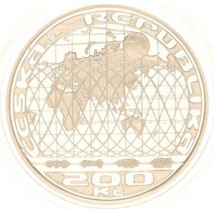 Česká republika (1993-), 200 Kč 2007 - První umělá družice Země orig.etue, kapsle