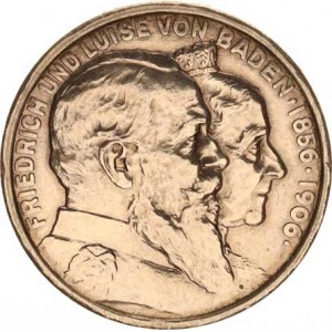Baden, Friedrich I. (1852-56-1907), 5 Mark 1906 - Výročí zlaté svatby KM 277 R