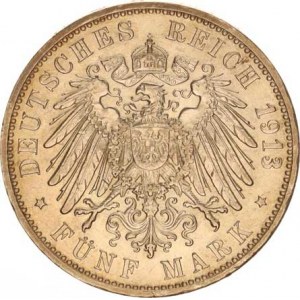 Baden, Friedrich II. (1907-1918), 5 Mark 1913 G KM 281