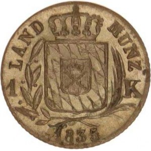 Bavorsko, Ludwig I. (1825-1848), 1 Kreuzer 1835 KM 746
