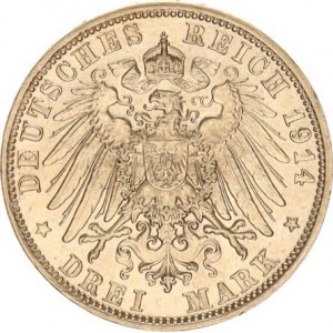 Bavorsko, Ludwig III. (1913-1918), 3 Mark 1914 D KM 1005
