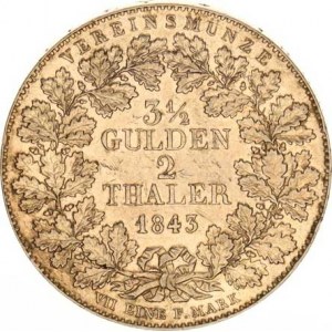 Frankfurt, 2 Tolar = 3 1/2 Gulden 1843, pohled na přístav KM 326 R