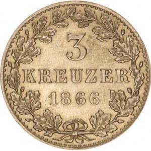 Frankfurt, 3 Kreuzer 1853 - pohled na město KM 350