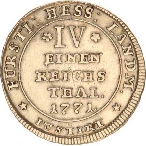 Hesse-Cassel, Friedrich II. (1760-1785), 1/4 tolaru 1771 FU KM 491, tém.