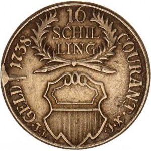 Lübeck, 16 Shilling 1738 JJJ KM 153, Cr. 11,2