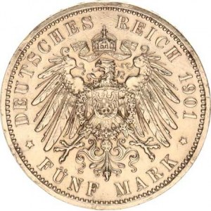 Prusko, Wilhelm II. (1888-1918), 5 Mark 1901 A - 200 let království KM 526