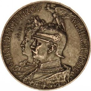 Prusko, Wilhelm II. (1888-1918), 5 Mark 1901 A - 200 let království KM 526 patina